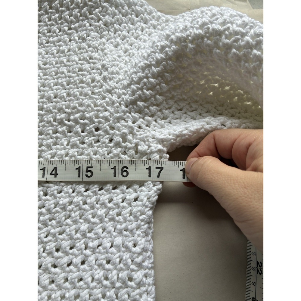 Lauren Ralph Lauren Hand Knit Sweater Sz M Cotton Crochet Minimalist 3/4 Sleeve - Picture 5 of 7